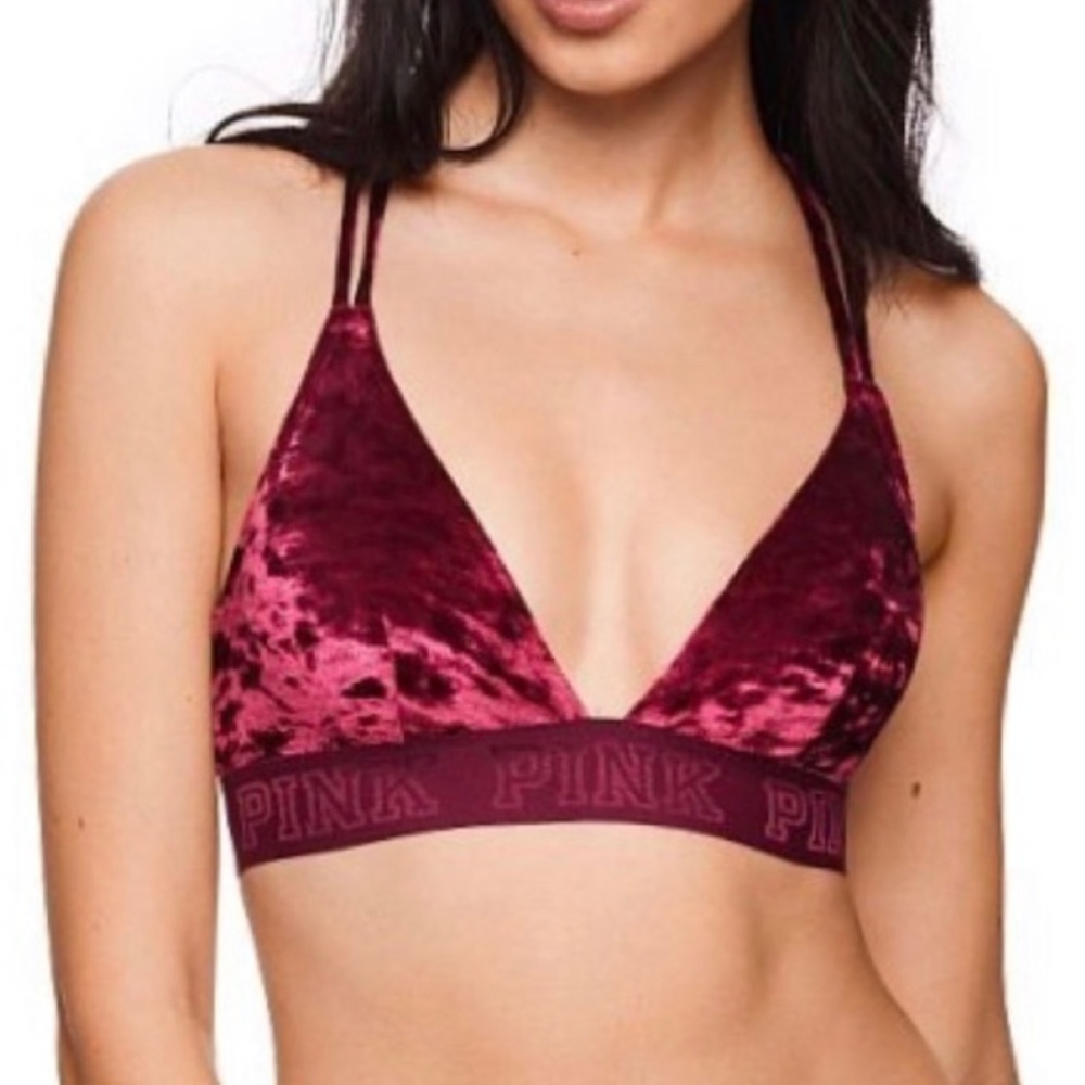 PINK velvet triangle bralette